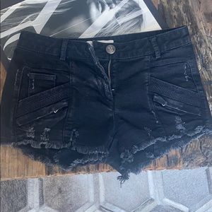 Pierre Balmain Denim Shorts Black